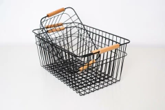 CANASTO METALICO "TIVOLI" CON MANIJAS DE BAMBOO "M" - Marian Todo Organizado