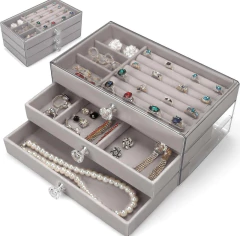 ORGANIZADOR / ALHAJERO "CORCEGA" CON 3 CAJONES Y DIVISIONES AFELPADO en internet