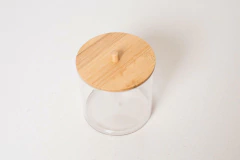 ORGANIZADOR "ISABELLA BEAUTY" PORTA HISOPOS "L" CON TAPA DE BAMBOO - comprar online