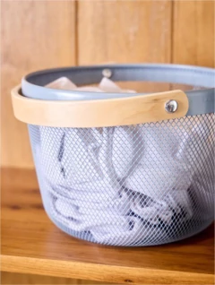 CANASTO "ZABELLE" REDONDO CON MANIJA DE BAMBOO - comprar online