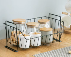 CANASTO APLIABLE "MARIAN" METALICO CON MANIJAS LATERALES ALTO - comprar online