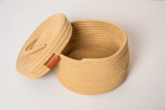 ORGANIZADOR "NAKAM" REDONDO "M" TEJIDO CON TAPA Y MANIJA - Marian Todo Organizado