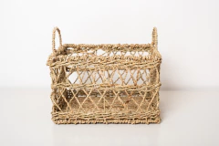 CANASTO/CAJA "MOZAMBIQUE" RECTANGULAR DE SEAGRASS CON MANIJAS "M" - tienda online