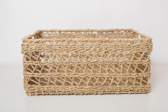 CANASTO/CAJA "MOZAMBIQUE" L RECTANGULAR DE SEAGRASS CON ASAS "L"