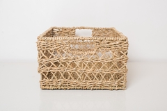 CANASTO/CAJA "MOZAMBIQUE" S RECTANGULAR DE SEAGRASS CON ASAS "S" - tienda online