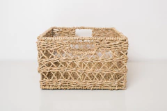 CANASTO/CAJA "MOZAMBIQUE" S RECTANGULAR DE SEAGRASS CON ASAS "S" - tienda online