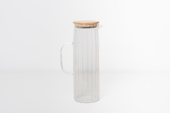 JARRA DE VIDRIO "ANACAPRI" RAYAS CON TAPA BAMBOO Y ACERO en internet