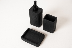DISPENSER "DEREK" DE MARMOL ASPERO NEGRO 19cm - tienda online