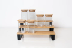 ESCALERITA "FOLK" DE BAMBOO CON HIERRO 3 ESCALONES