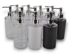 Imagen de DISPENSER "JULIO" DE JABON LIQUIDO DE PLASTICO BLANCO CON TAPA PLATEADA