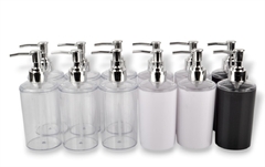 DISPENSER "JULIO" DE JABON LIQUIDO DE PLASTICO BLANCO CON TAPA PLATEADA - comprar online