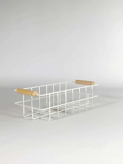 CANASTO "SARAI" METALICO "S" CON MANIJAS DE MADERA - comprar online