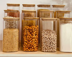 FRASCO DE VIDRIO "CAPRI" CON TAPA BAMBOO REDONDA 100x200 #9 en internet