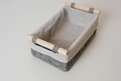 SET x2 CANASTAS "GIRONA PAMPA" CON TELA Y MANIJAS DE MADERA - Marian Todo Organizado