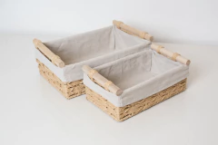 SET x2 CANASTAS "GIRONA PAMPA" CON TELA Y MANIJAS DE MADERA en internet