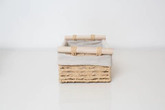 Imagen de SET x2 CANASTAS "GIRONA PAMPA" CON TELA Y MANIJAS DE MADERA