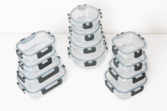 COMBO x 4 CONTENEDORES "MARU" REDONDOS HERMETICOS DE VIDRIO CON TRABAS - Marian Todo Organizado