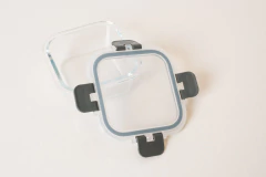 COMBO x 4 CONTENEDORES "MARU" CUADRADOS HERMETICOS DE VIDRIO CON TRABAS - Marian - Todo Organizado