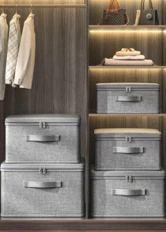 CAJA "MARSELLA" DE TELA EN LEGAJO CON TAPA CIERRE Y MANIJA "M" - comprar online