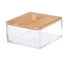 CAJA "ISABELLA BEAUTY" ACRILICO CON TAPA BAMBOO CUADRADA BAJA