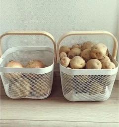 CANASTO "ZABELLE" CON MANIJA DE BAMBOO "S" en internet