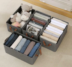 CAJA PLEGABLE "MALKA" RECTANGULAR CON MANIJAS MARRONES