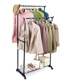 PERCHERO DOBLE AJUSTABLE CON RUEDAS en internet