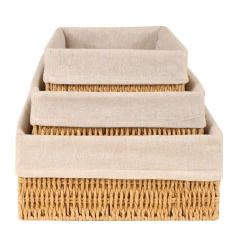 CANASTO "GIRONA"CON LIENZO RECTANGULARES BAJAS "S" - Marian Todo Organizado