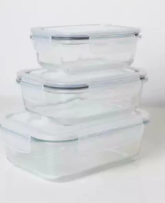 COMBO x3 CONTENEDORES HERMETICOS "CUCINA" DE VIDRIO CON TAPA CON SILICONA #2 - comprar online