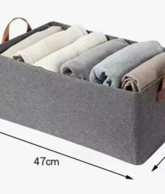 CAJA PLEGABLE "MALKA" RECTANGULAR CON MANIJAS MARRONES - Marian Todo Organizado