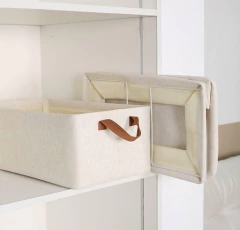 CAJA PLEGABLE "MALKA" RECTANGULAR CON MANIJAS MARRONES - Marian Todo Organizado