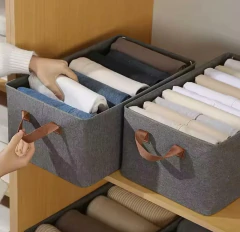 CAJA PLEGABLE "MALKA" RECTANGULAR CON MANIJAS MARRONES - comprar online