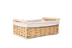 SET x2 CANASTAS "GIRONA PAMPA" CON TELA Y MANIJAS DE MADERA - tienda online