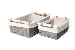 SET x2 CANASTAS "GIRONA PAMPA" CON TELA Y MANIJAS DE MADERA - tienda online