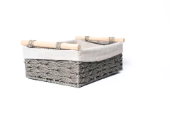 SET x2 CANASTAS "GIRONA PAMPA" CON TELA Y MANIJAS DE MADERA - tienda online