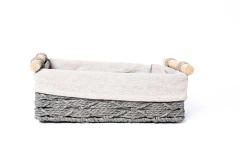 SET x2 CANASTAS "GIRONA PAMPA" CON TELA Y MANIJAS DE MADERA - Marian Todo Organizado