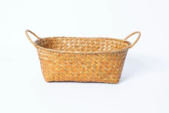 SET x3 CANASTOS "ZANZU" CON MANIJAS DE FIBRAS NATURALES "TOSTADO" - tienda online