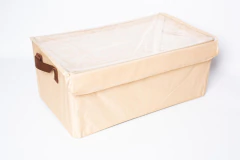 CAJA PLEGABLE TELA "MALKA" CON MANIJA Y TAPA TRANSPARENTE "L" - comprar online