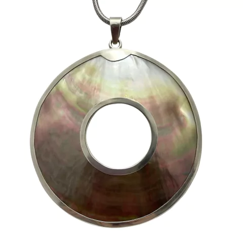 Pingente  oval grande de Madrepérola com prata 925