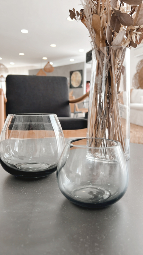 VASO VIDRIO GRIS