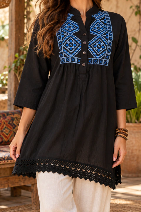 BATA INDIANA BORDADA-100% VISCOSE