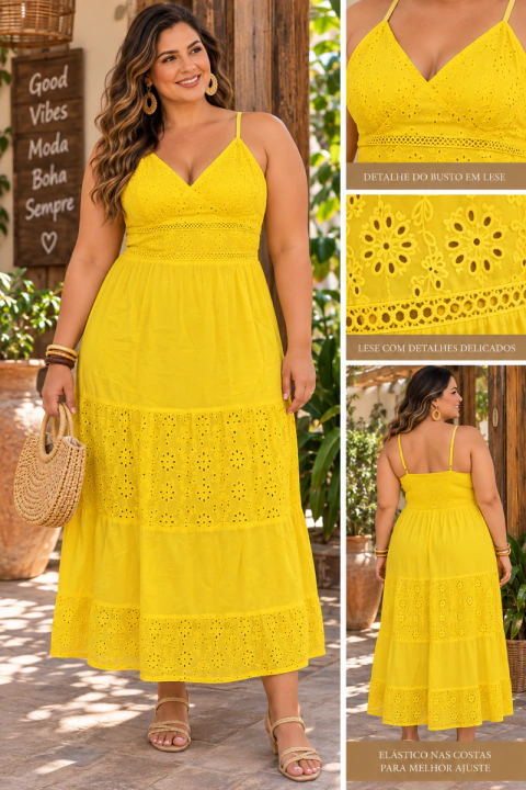 VESTIDO LONDO INDIANO ALÇA AJUSTÁVEL 100% ALGODÃO