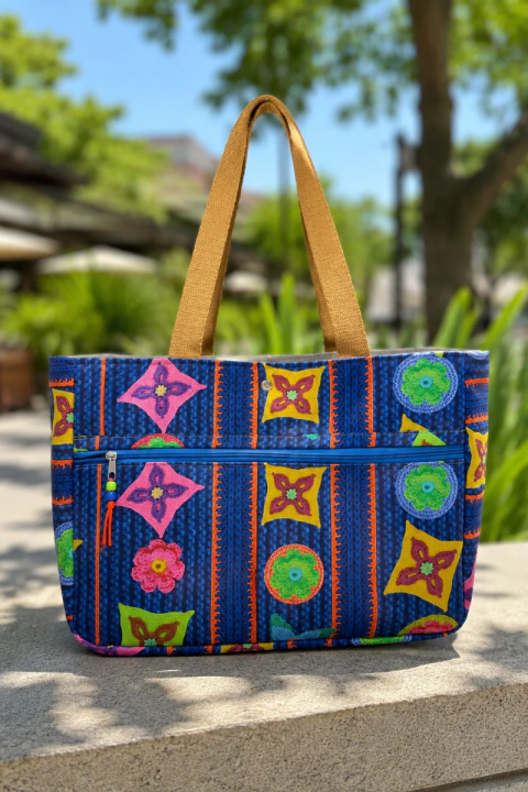 BOLSA ARTESANAL COM BOLSO FRONTAL