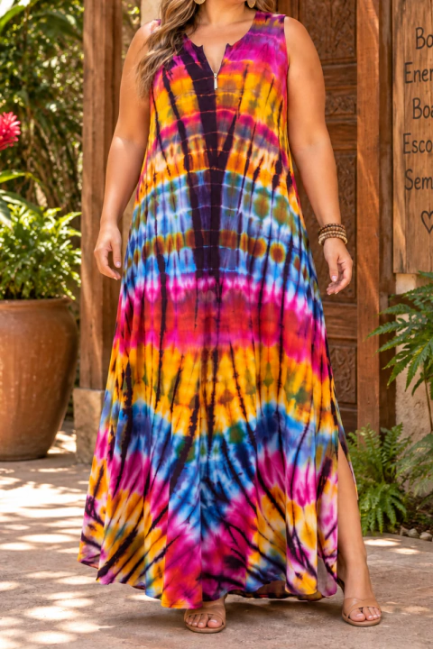 VESTIDO LONGO TIE DYE PLUS SIZE-
