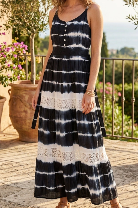 VESTIDO LONGO INDIANO ALGODÃO TIE-DAY