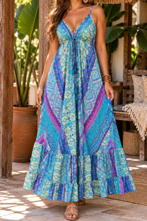 VESTIDO INDIANO LONGO COSTA NUA BOHO TAMANHO ÚNICO