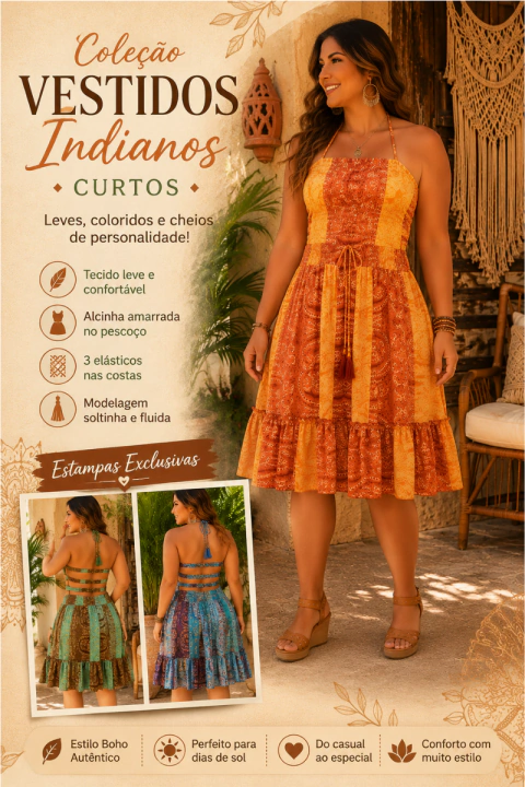 VESTIDO INDIANO CURTO BOHO