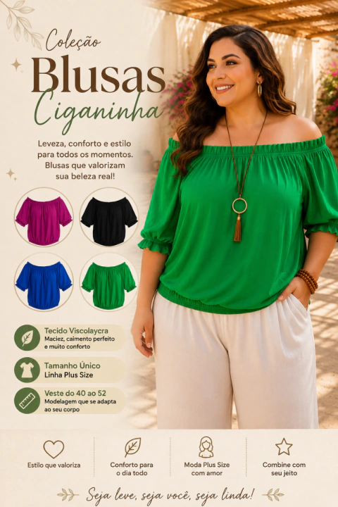 BLUSA CIGANINHA PLUS SIZE