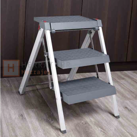 Escalera plegable de 3 escalones Eurohard gris con soporte EHEP3EAI - comprar online