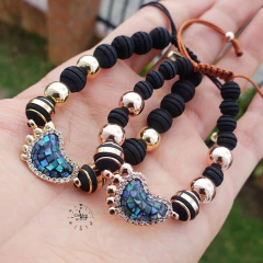 PULSERAS EN PAREJA PIESITOS NEOPRENO / ACERO INOXIDABLE